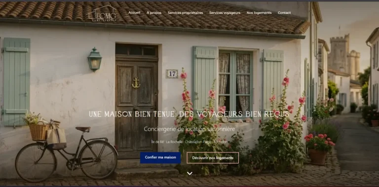 Site vitrine ECMG Conciergerie, catalogue des logements en gestion, réalisé par Walma
